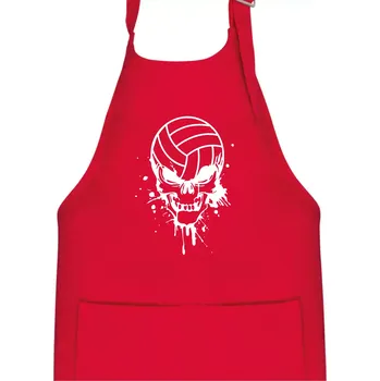 Kuchyňská zástěra Volejbal lebka splash - Dětská zástěra na vaření - Univerzální velikost ( Červená )