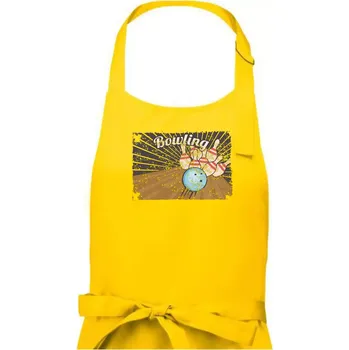 Kuchyňská zástěra Bowling plakát - Dámská zástěra na vaření - Univerzální velikost ( Žlutá )