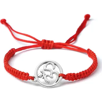 Náramek Náramek štěstí z červené a černé šňůrky | ochranný náramek, ručně pletený náramek - OM Red