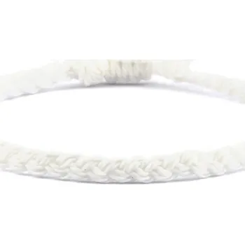 Náramek Ručně pletený párový náramek z voskované šňůrky | šňůrkový náramek, párový náramek - Bílý