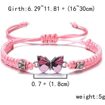 Náramek Barevný ručně pletený šňůrkový náramek | dámský náramek, motýlí náramek - BR23Y0083-1