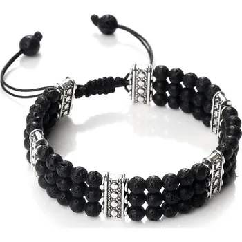 Náramek Černý pletený náramek z lávového kamene | náramek, šperk - Lávový kámen-2