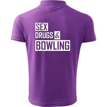 Pánská košile Sex drugs bowling - Polokošile pánská Pique Polo 203 - 5XL ( Fialová )