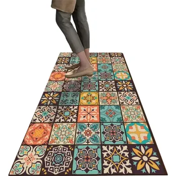 Koberec Protiskluzový koberec 40x120 cm Retro dlaždicový vzor Rohožka do kuchyně koupelny chodby Měkký savý koberec Bytové doplňky