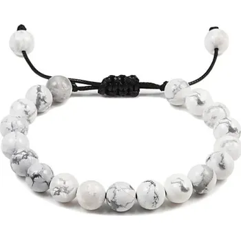 Náramek Elegantní minerální náramek s korálky z lávového kamene | pánský náramek, korálkový náramek - 8mm bílá borovice