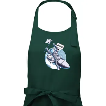 Kuchyňská zástěra Brno penis raketa - Pánská zástěra na vaření - Univerzální velikost ( Lahvově zelená )
