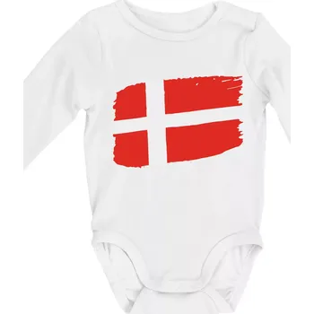 Dánsko vlajka - Body kojenecké s dlouhým rukávem - Dlouhý r. do 3 měs ( Bílá )
