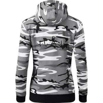 Dámská mikina EKG Šachové figurky - Pěšec - Dámská mikina trendy zipper s kapucí - XS ( Šedý maskáč )