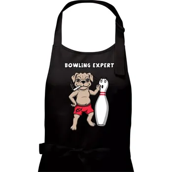 Kuchyňská zástěra Bowling expert (Hana-creative) - Dámská zástěra na vaření - Univerzální velikost ( Černá )