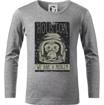Chlapecké tričko Houston we have a problem - Triko dětské Long Sleeve - 122 cm/6 let ( Tmavě šedý melír )