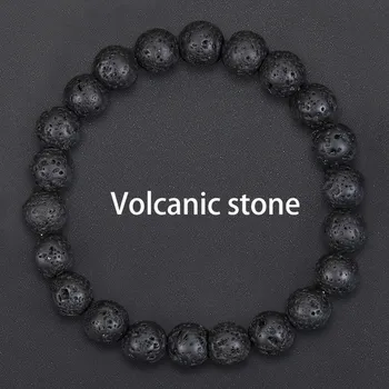 Náramek Náramek s korálků z přírodního minerálu | náramek, šperk - Sopečný kámen , 18–19 cm , 6mm Beads