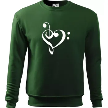 Pánská mikina Houslový klíč srdce - Mikina Essential pánská - XL ( Lahvově zelená )