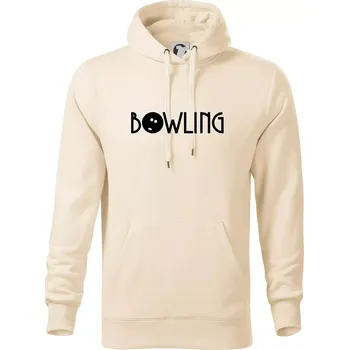 Pánská mikina Bowling nápis - Mikina pánská Cape s kapucí - 4XL ( Mandlová )
