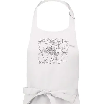 Kuchyňská zástěra Černobílá mapa Kladno - Pánská zástěra na vaření - Univerzální velikost ( Bílá )