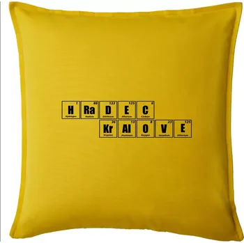 Polštář Periodická tabulka Hradec Králové - Polštář 50x50 - 50x50 - Pouze potah ( Žlutá )