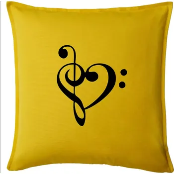Polštář Houslový klíč srdce - Polštář 50x50 - 50x50 - Pouze potah ( Žlutá )