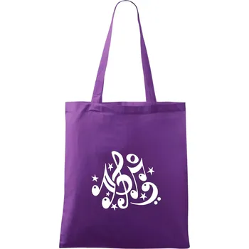 Noty a hvězdy - Taška bavlněná - 42 x 38 cm ( Fialová )