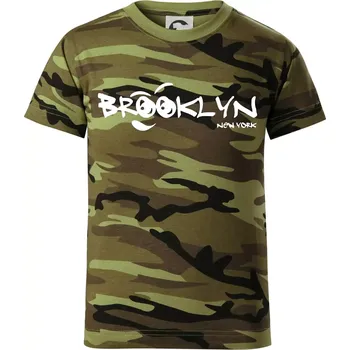 Brooklyn úsměv - Dětské maskáčové triko - 146 cm/10 let ( Zelený maskáč )