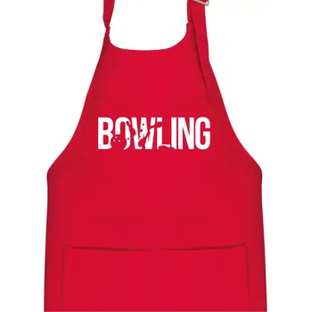 Kuchyňská zástěra Bowling nápis kuželky - Dětská zástěra na vaření - Univerzální velikost ( Červená )