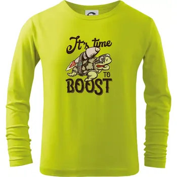 Chlapecké oblečení Its time to boost turtle - Triko dětské Long Sleeve - 104-110cm / 3-4 roky ( Limetková )
