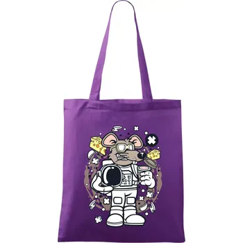 Myš kosmonaut komiks - Taška bavlněná - 42 x 38 cm ( Fialová )