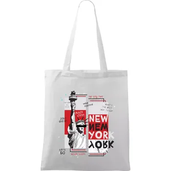 Nákupní taška New york socha - Taška bavlněná - 42 x 38 cm ( Bílá )