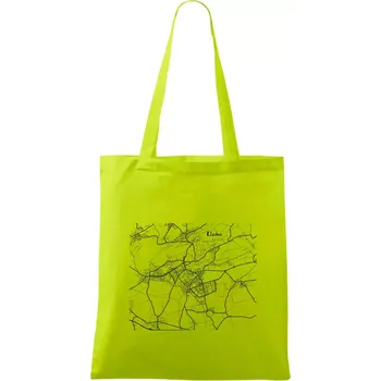 Černobílá mapa Kladno - Taška bavlněná - 42 x 38 cm ( Limetková )