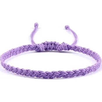 Náramek Ručně pletený párový náramek z voskované šňůrky | šňůrkový náramek, párový náramek - fialový