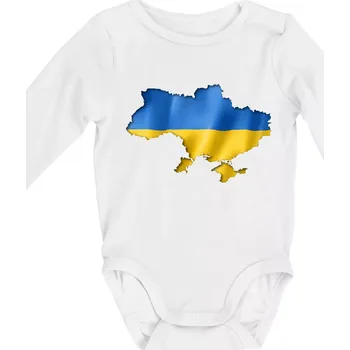 Kojenecký body Ukrajina vlajka mapa - Body kojenecké s dlouhým rukávem - Dlouhý r. do 3 měs ( Bílá )