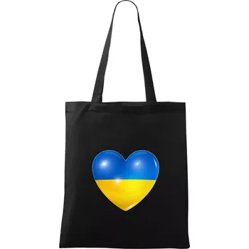Nákupní taška Ukrajina srdce vlajka - Taška bavlněná - 42 x 38 cm ( Černá )