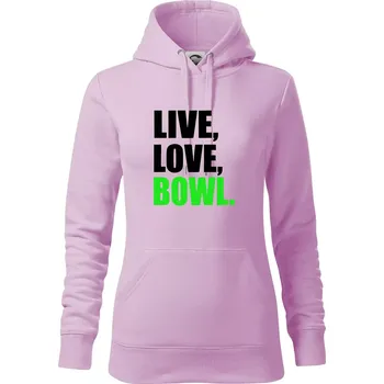 Dámská mikina Live, Love, Bowl - Mikina dámská Cape s kapucí - L ( Orchid )