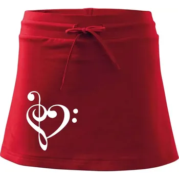 Dámská sukně Houslový klíč srdce - Sportovní sukně - two in one - XS ( Červená )