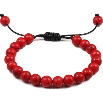 Náramek Elegantní minerální náramek s korálky z lávového kamene | pánský náramek, korálkový náramek - 8mm černá borovice-červená
