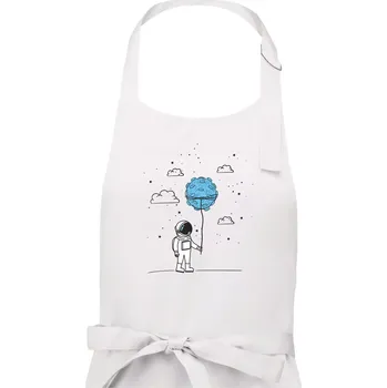 Kuchyňská zástěra Astronaut s balónkem - Pánská zástěra na vaření - Univerzální velikost ( Bílá )