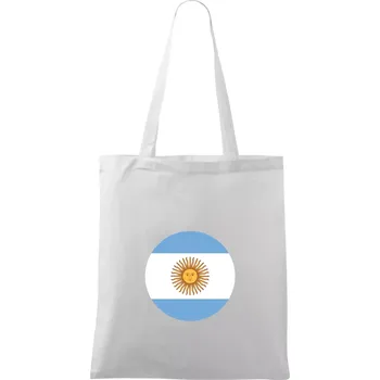 Nákupní taška Argentina vlajka kulatá - Taška bavlněná - 42 x 38 cm ( Bílá )
