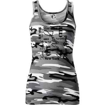 Dámské tričko New York City font - Dámské Maskáčové tílko - L ( Šedý maskáč )