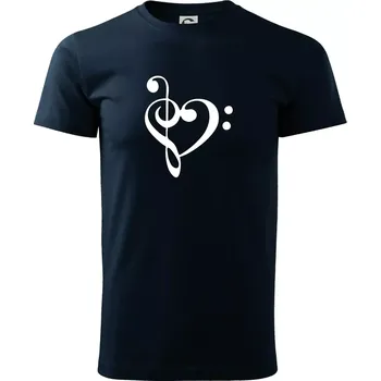 Houslový klíč srdce - Triko extra velké (5-8XL) - 7XL ( Námořní modrá (velmi tmavá - téměř černá) )