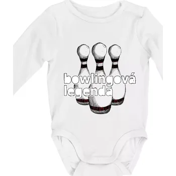 Kojenecký body Bowlingová legenda - Body kojenecké s dlouhým rukávem - Dlouhý r. do 3 měs ( Bílá )