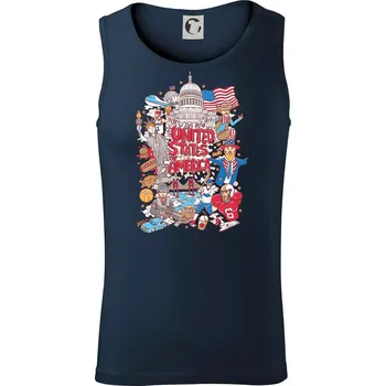 USA karikatura - Tílko pánské Core - L ( Námořní modrá (velmi tmavá - téměř černá) )