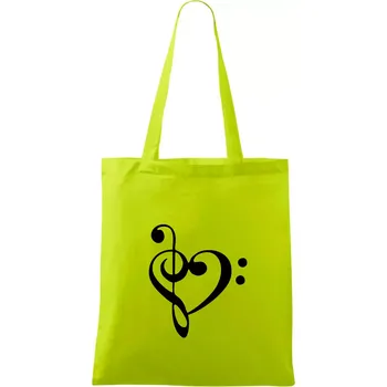 Houslový klíč srdce - Taška bavlněná - 42 x 38 cm ( Limetková )