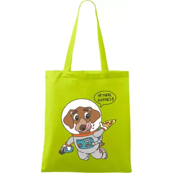 Pes kosmonautem - Taška bavlněná - 42 x 38 cm ( Limetková )