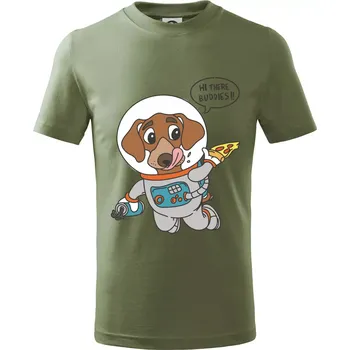 Pes kosmonautem - Tričko dětské bavlněné - 134 cm/8 let ( Khaki )