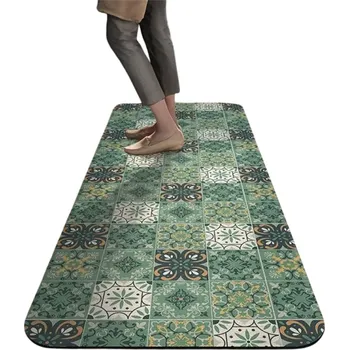 Koberec Protiskluzový koberec 50 x 160 cm Kuchyňská rohožka Retro vzor Vstupní podložka Savý koberec do koupelny Obývací pokoj Ložnice Chodba