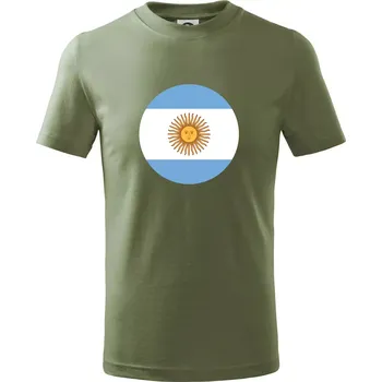 Chlapecké tričko Argentina vlajka kulatá - Tričko dětské bavlněné - 122 cm/6 let ( Khaki )