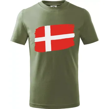 Dětská móda Dánsko vlajka - Tričko dětské bavlněné - 134 cm/8 let ( Khaki )
