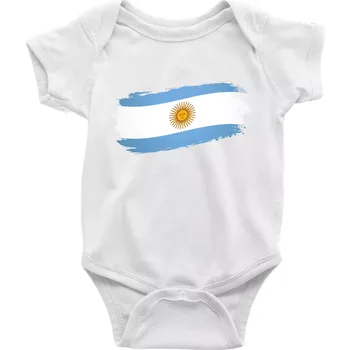 Kojenecký body Argentina vlajka okousaná - Body kojenecké s krátkým rukávem - Krátký r. do 3 měs ( Bílá )