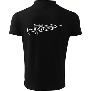 Pánská košile My Drugs - jídlo hudba - Polokošile pánská Pique Polo 203 - 4XL ( Černá )