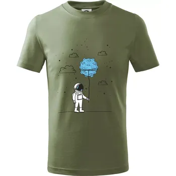 Astronaut s balónkem - Tričko dětské bavlněné - 134 cm/8 let ( Khaki )