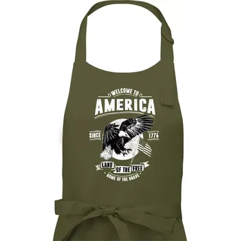 Kuchyňská zástěra Welcome To America - Dámská zástěra na vaření - Univerzální velikost ( Khaki )