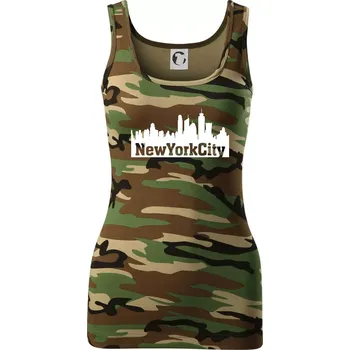 Dámské tričko New York City silueta - Dámské Maskáčové tílko - XS ( Hnědý maskáč )